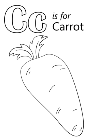 Letter C Is For Carrot Coloring Page